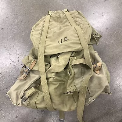 Vintage 1942s WW2 US Army Military Field Backpack Rucksack Canvas Bag With Frame • $229.99