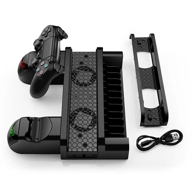 $50.59 • Buy For PS4/PS4 Slim/PS4 PRO Vertical Stand With Cooling Fan Cooler Dual Controller