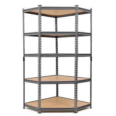 Super Value Grey Steel Corner Shelving Unit 1500mm H X 750/625mm W X 300mm D • £69.99