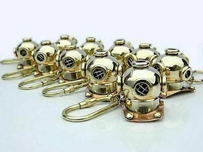 Lot Of 25 PCs Solid Brass Polish Mini Diving Helmet Key Chain Key Ring Gift Item • $79.90