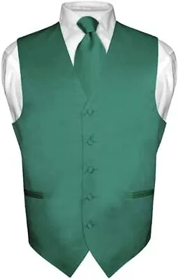 Men's Dress Vest Necktie Hanky Set Solid Color Neck Tie Vests For Suit Or Tuxedo • $29.95