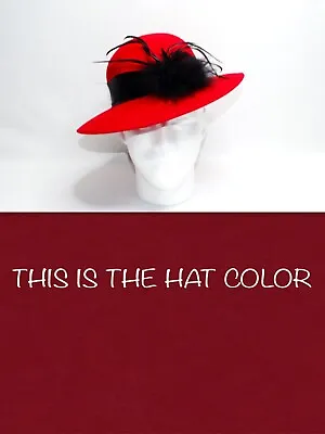 Amanda Smith Wool Cloche Hat Red Black Feather Womens Fashion Hat Made In Italy • $40