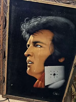 Vintage Elvis Presley Black Velvet Oil Painting • $36