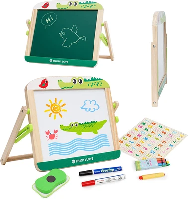 £25.92 • Buy Wooden Kids Easel Foldable Mini Easel Desktop Drawing Board Double-Sided & Art 3