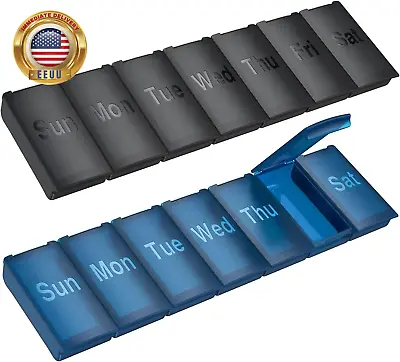 2 Pack Weekly Pill Organizer Large Daily Vitamin Pill BoxPortable Travel Frie  • $5.84