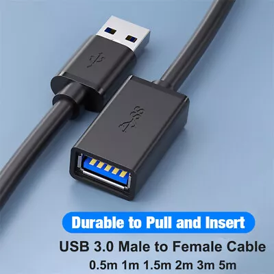 Heavy Duty USB 3.0 Extension Cable USB A Male To Female Cord 2m 3m 5m Extra Long • $8.96