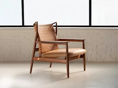Finn Juhl FJ55 Cane Back Reclining Easy Chair In Walnut Baker Furniture 1950's • $30000