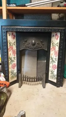 £0.99 • Buy Beautiful Cast Iron Tiled Fireplace Insert Victorian/Edwardian Style,