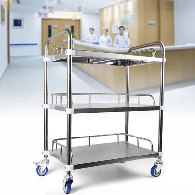 3 Layers Cart Trolley Lab Caregiving Furniture Carts Stainless Steel Organizer • $63.65