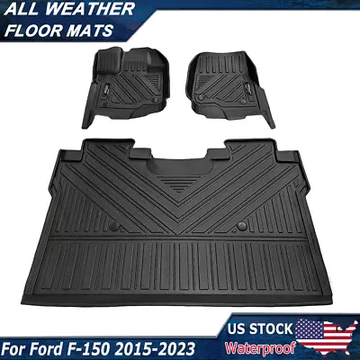All Weather Floor Liners Mats For 2015-2023 Ford F-150 Super Crew Cab TPE Rubber • $110.13