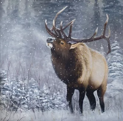 Emperor Of The Woods - Elk In Snow Art - Limited Edition Giclee Wildlife Print • $325