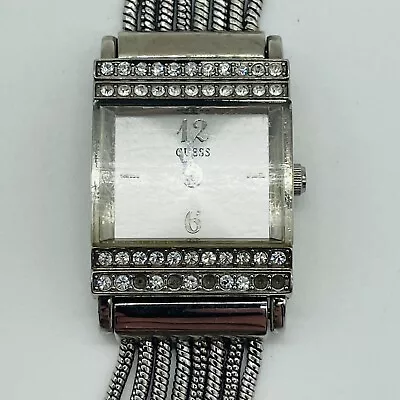 Guess Watch Women Silver Tone Pave Bezel Multi Chain 25mm G75679L New Battery • $19.95