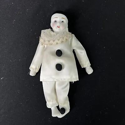 Vintage Periot Mime Jester Clown Porcelain Doll 8” White Outfit • $35