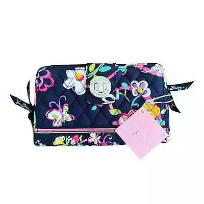 Vera Bradley Wallet Wristlet Ribbons Navy Butterfly Floral Quilted Turnlock Nwt • $40