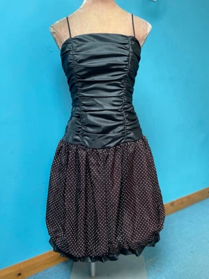 £5.99 • Buy VINTAGE 1980s JOHN & PILL CORSET PUFFBALL PARTY COCKTAIL DRESS BLACK AUBERGINE 8