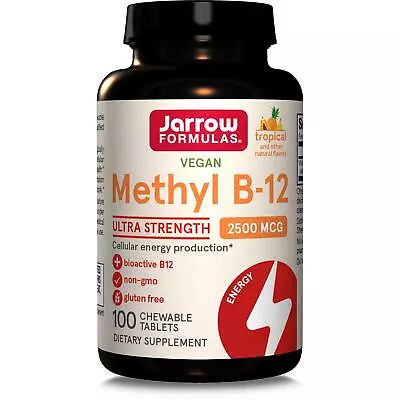 Jarrow Formulas Vitamin Methyl B12 2500mcg 100 Tropical Chewable Tablets Energy • £22.20