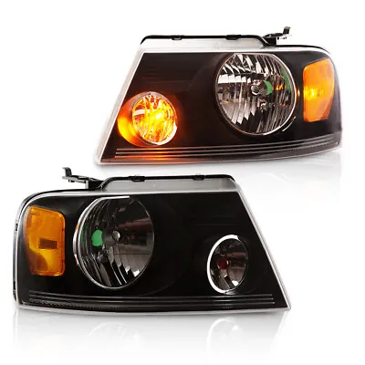 Pair Amber Side Clear/black Headlights Assembly Fit For 04-2008 Ford F-150 F150  • $55.90