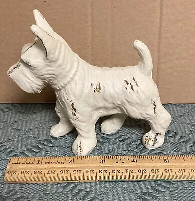 Vintage Heavy Cast Iron Metal White Scottie Dog Terrier Figurine 4 1/2” Tall • $14