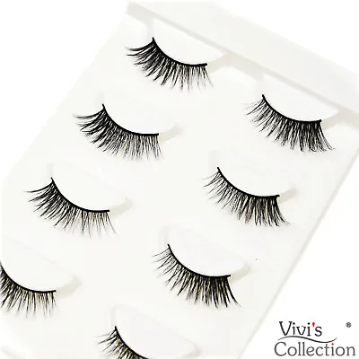 3D Mink Half Corner Eyelashes False Natural Fake Eye Lashes Black 5 Pairs - 302 • £3.99