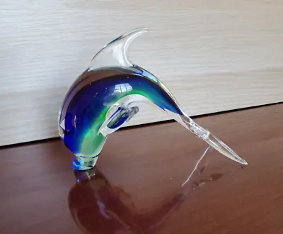 Vtg Handblown Murano Style Art Glass Dolphin Figurine No Sticker No Chips/Cracks • $27.95