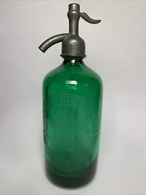 Antique 11.25” White Eagle Bottling 26 Oz Green Glass Seltzer Bottle Buffalo NY • $30