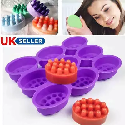 3/6/9 Cavities Silicone Soap Mould DIY Handmade Soap Making Massage Bar Molds UK • £5.35