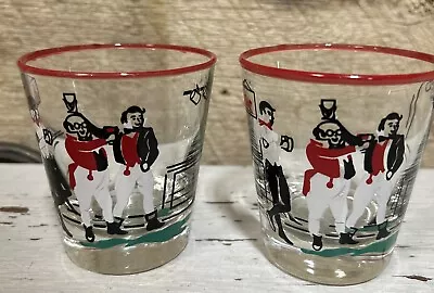 2 Vintage MCM 1940’s Libbey PICKWICK DICKENS Barware Tumbler Whiskey Glass • $14.95