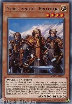 MAGO-EN083 Noble Knight Brothers Rare 1st Edition Mint YuGiOh Card • £0.99