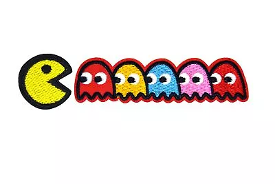 2PCS Pac Man & Ghosts Patches Embroidered Iron On Sew On Cloth Applique Badge • £2.99