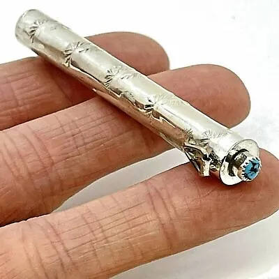 Navajo Toothpick Holder Turquoise Handmade Sterling Box Needle Snuff Mans Gift • $79.94