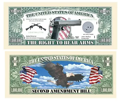 Second Amendment (Gun) Million Dollar Bill (Pack Of 100 Bills) • $19.95