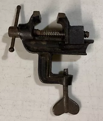 Antique Vintage Small Clamp On Vise Mini Table Bench Vice Cast Iron • $31