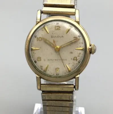 Vtg Bulova Self Winding Watch Men Gold Plated 31mm 1963 Stretch Band Automatic • $152.99