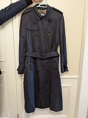 Burberry Mens Navy Blue Trench Coat In Size Large • $170