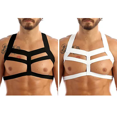 UK Mens Lingerie Elastic Nylon Strappy Body Chest Cage Harness Clubwear Costume • £4.22