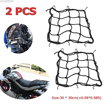 2pcs 30*30cm Motorcycle Bicycle Mesh Cargo Net Helmet Rope Luggage Storage Bag • $9.95