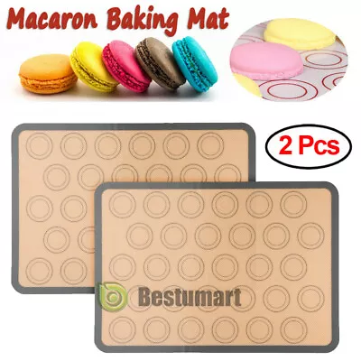 2X Silicone Pastry Cake Macaron Macaroon Oven Baking Mould Sheet Mat Non-Stick • $10.99