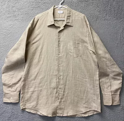 J Crew 100% Linen Long Sleeve Button Shirt Beige Men's XL - CLEAN /110-33 • $26
