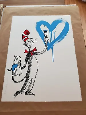 Mr. Brainwash The Cat And The Heart BLUE Poster Print MINT S/N Dr. Seuss 2020 • $2450