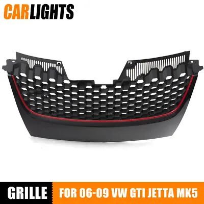 MAIN UPPER MESH GRILLE BLACK W/ RED TRIM Fit For 2006-09 VW MK5 JETTA/GLI/GTI • $39.48