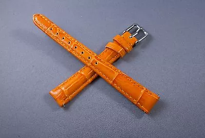 12mm Orange 100% Genuine Leather Watch BandStrapInterchangeableQuick Release • $13.25