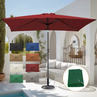 2x3M Garden Parasol Patio Sun Shade Aluminium Crank Tilt Umbrella Cover Base • £59.95