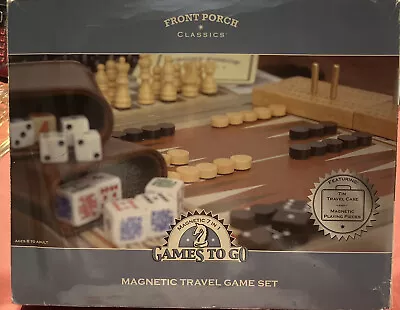 Games To Go Magnetic Travel Game Set-New In Box-Chess-Checkers-Dominos-Cards Etc • $19.95