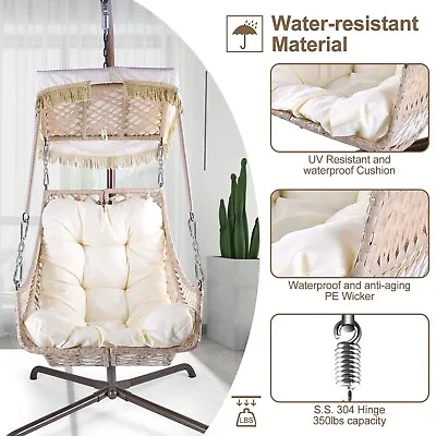Swing Egg Chair Indoor And Outdoor  350 Pound  With Bracket And Sunscreen Cloth • $199.99