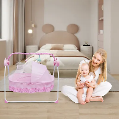 Electric Baby Bassinet Crib Shaker Cradle Swing Sleep Bed Music Rocking Chair • £74.10