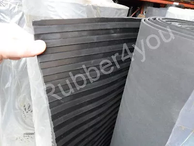 Black BROAD Ribbed Cab Garage Shed Workshop Van Rubber Flooring Matting 1m X 3mm • £1.99