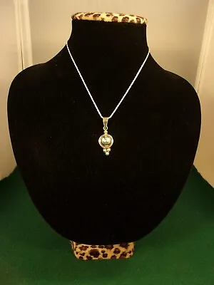 Elegant Older Vtg Lady's Sterling Silver  Beaded  Pendant & 15.5  Rope Necklace • $44.50