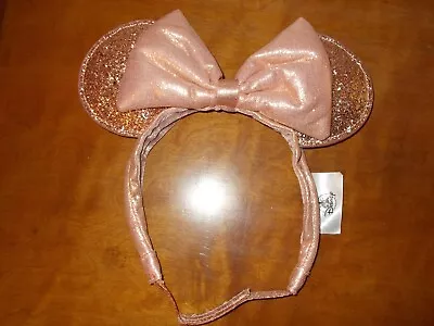 Disney Parks Tails For Dogs Rose Gold Glitter Minnie Ears Strap Headband • $21.99