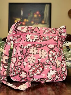 Vera Bradley Triple Zip Hipster Crossbody Blush Pink Floral Purse Quilted • $28