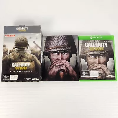 Call Of Duty WWII Steel Case Bundle Xbox One Steelbook Video Game Box Set 🦊 • $30